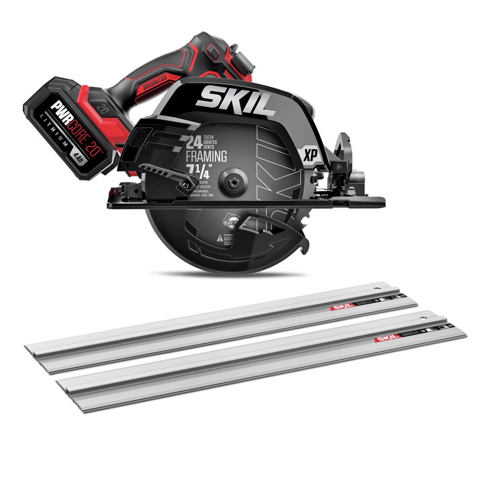 SKIL CR5440B-10-CRT0702 PWR CORE 20™ XP Brushless 20V 7-1/4 In. Circular Saw Kit with Track Guide